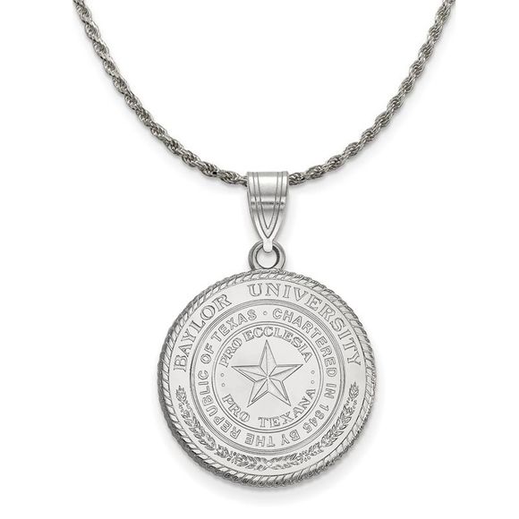 Sterling Silver Baylor U Large Crest Pendant Necklace - 22...